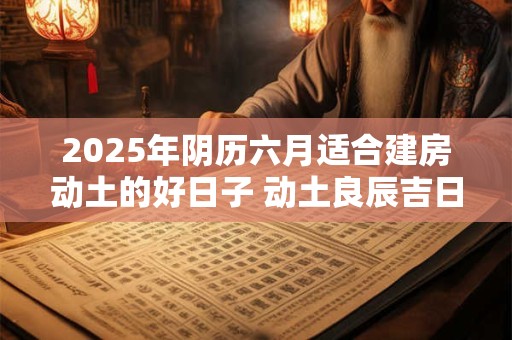 2025年阴历六月适合建房动土的好日子 动土良辰吉日