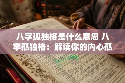 八字孤独格是什么意思 八字孤独格:解读你的内心孤独与独特 八字孤独格是什么意思 八字孤独格:解读你的内心孤独与独特