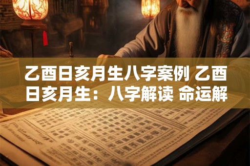 乙酉日亥月生八字案例 乙酉日亥月生:八字解读 命运解析 乙酉日亥月生八字案例 乙酉日亥月生:八字解读 命运解析
