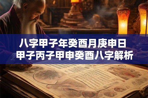 八字甲子年癸酉月庚申日 甲子丙子甲申癸酉八字解析