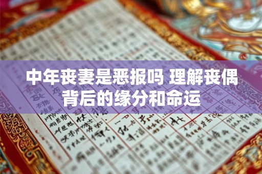 中年丧妻是恶报吗 理解丧偶背后的缘分和命运 中年丧妻是恶报吗 理解丧偶背后的缘分和命运