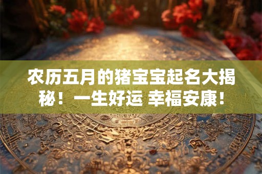 农历五月的猪宝宝起名大揭秘！一生好运 幸福安康！