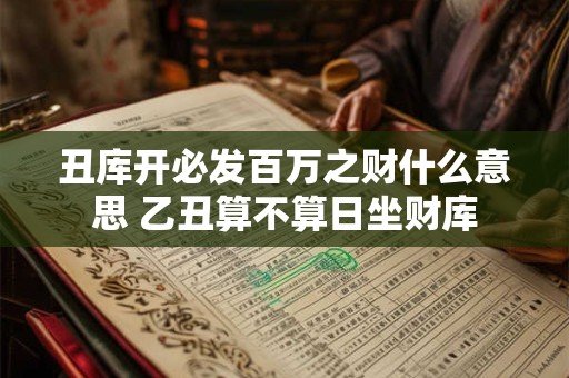丑库开必发百万之财什么意思 乙丑算不算日坐财库