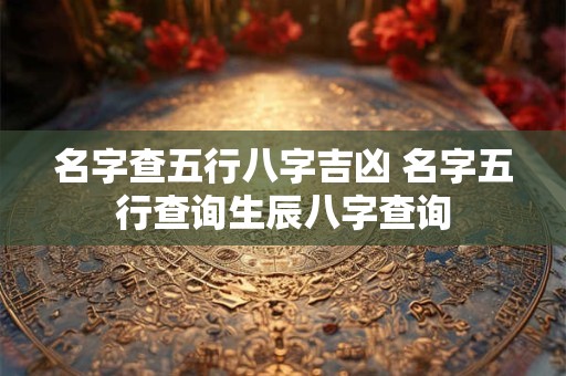 名字查五行八字吉凶 名字五行查询生辰八字查询