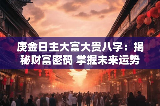 庚金日主大富大贵八字:揭秘财富密码 掌握未来运势! 庚金日主大富大贵八字:揭秘财富密码 掌握未来运势!