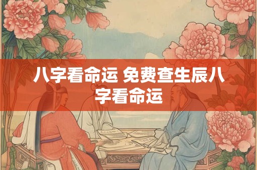 八字看命运 免费查生辰八字看命运