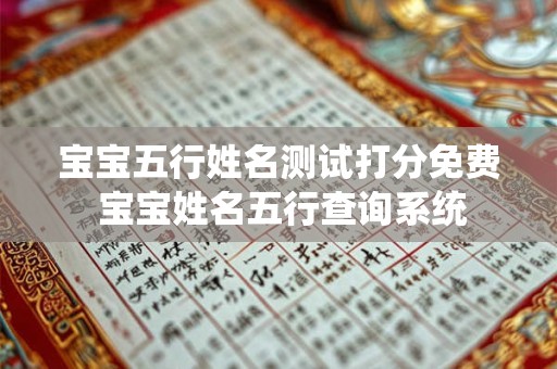 宝宝五行姓名测试打分免费 宝宝姓名五行查询系统