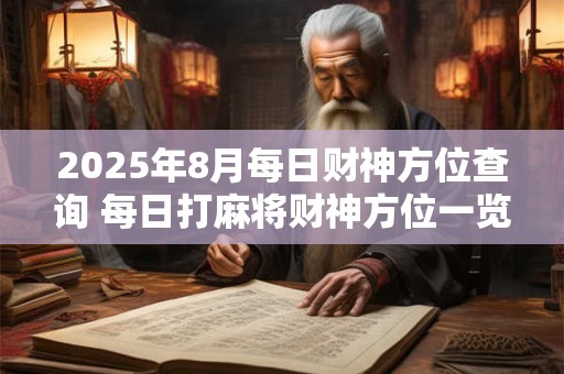 2025年8月每日财神方位查询 每日打麻将财神方位一览表