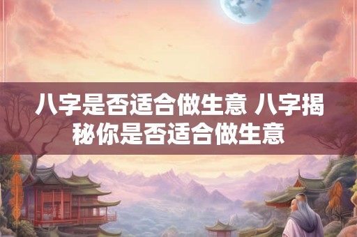 八字是否适合做生意 八字揭秘你是否适合做生意