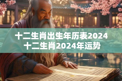 十二生肖出生年历表2024 十二生肖2024年运势