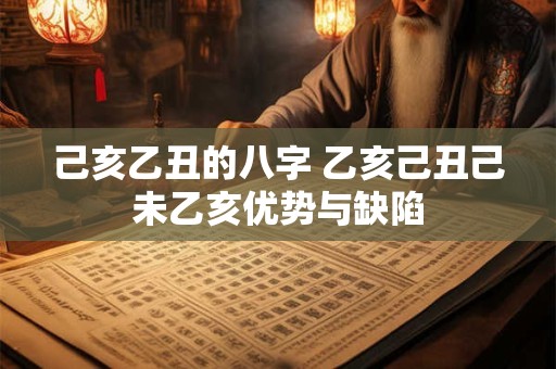己亥乙丑的八字 乙亥己丑己未乙亥优势与缺陷