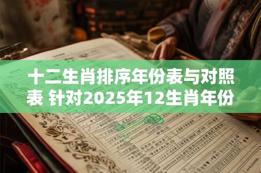 十二生肖排序年份表与对照表 针对2025年12生肖年份表