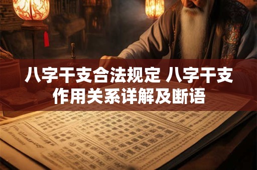 八字干支合法规定 八字干支作用关系详解及断语