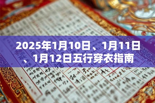 2025年1月10日、1月11日、1月12日五行穿衣指南