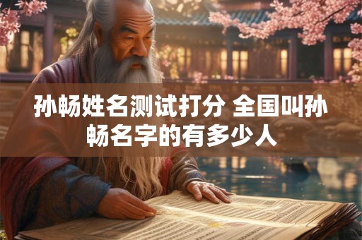 孙畅姓名测试打分 全国叫孙畅名字的有多少人