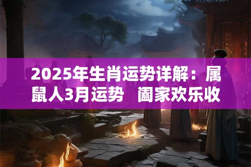 2025年生肖运势详解：属鼠人3月运势   阖家欢乐收入稳定