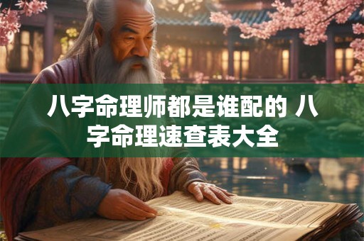 八字命理师都是谁配的 八字命理速查表大全