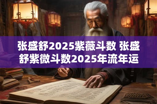 张盛舒2025紫薇斗数 张盛舒紫微斗数2025年流年运势