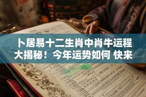 卜居易十二生肖中肖牛运程大揭秘!今年运势如何 快来看! 卜居易十二生肖中肖牛运程大揭秘!今年运势如何 快来看!