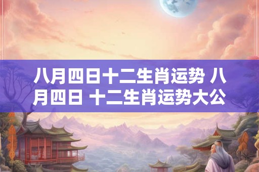 八月四日十二生肖运势 八月四日 十二生肖运势大公开！