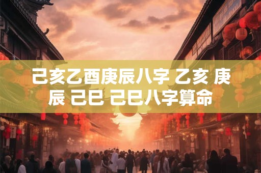 己亥乙酉庚辰八字 乙亥 庚辰 己巳 己巳八字算命