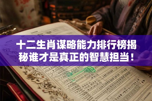 十二生肖谋略能力排行榜揭秘谁才是真正的智慧担当！