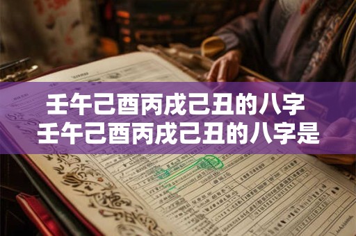 壬午己酉丙戌己丑的八字 壬午己酉丙戌己丑的八字是什么