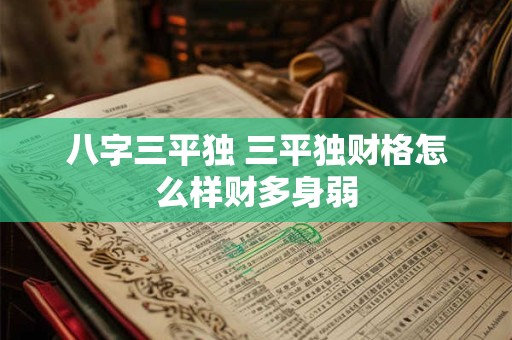 八字三平独 三平独财格怎么样财多身弱