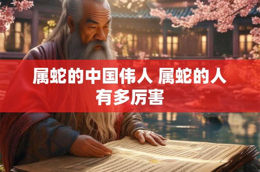 属蛇的中国伟人 属蛇的人有多厉害