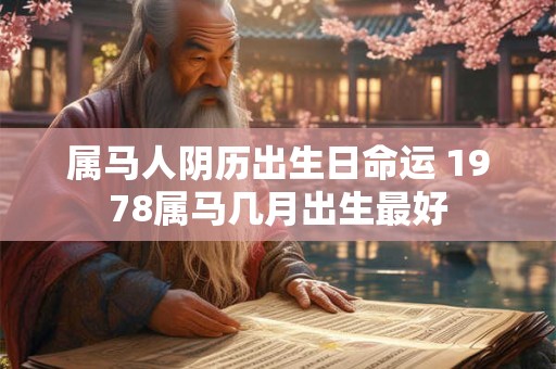 属马人阴历出生日命运 1978属马几月出生最好