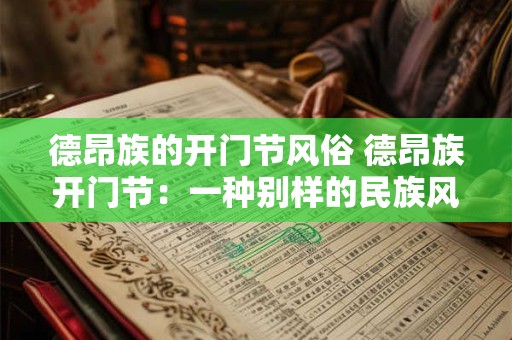 德昂族的开门节风俗 德昂族开门节：一种别样的民族风情