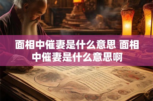 面相中催妻是什么意思 面相中催妻是什么意思啊