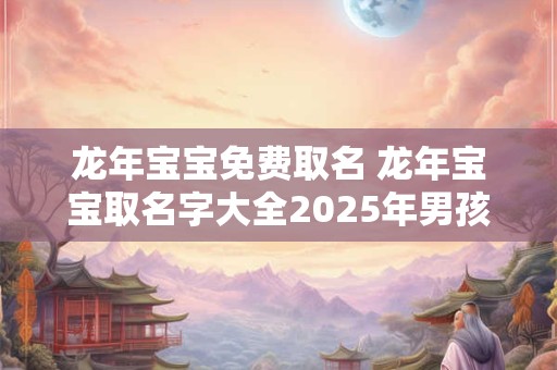 龙年宝宝免费取名 龙年宝宝取名字大全2025年男孩