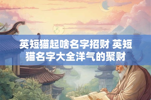 英短猫起啥名字招财 英短猫名字大全洋气的聚财