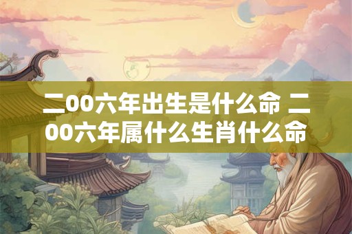 二00六年出生是什么命 二00六年属什么生肖什么命