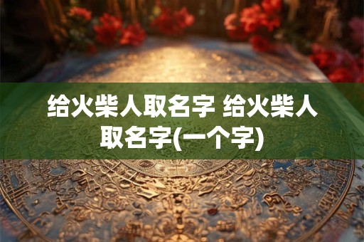 给火柴人取名字 给火柴人取名字(一个字)