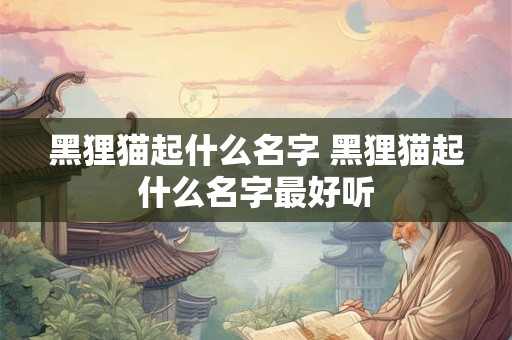 黑狸猫起什么名字 黑狸猫起什么名字最好听