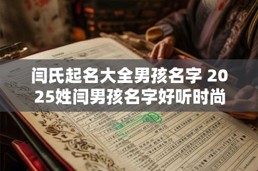 闫氏起名大全男孩名字 2025姓闫男孩名字好听时尚