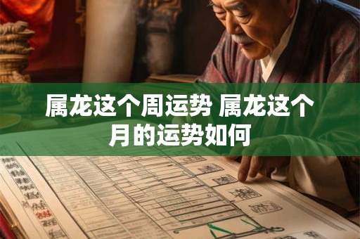 属龙这个周运势 属龙这个月的运势如何