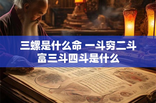 三螺是什么命 一斗穷二斗富三斗四斗是什么
