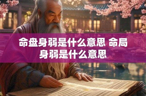命盘身弱是什么意思 命局身弱是什么意思