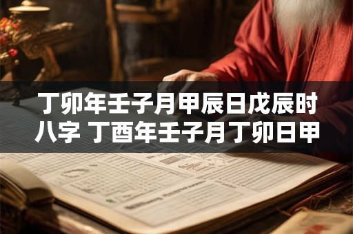 丁卯年壬子月甲辰日戊辰时八字 丁酉年壬子月丁卯日甲辰时出生的人
