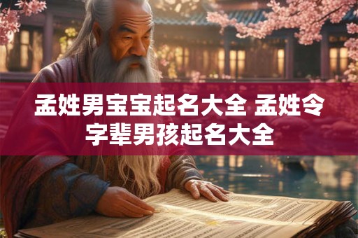 孟姓男宝宝起名大全 孟姓令字辈男孩起名大全