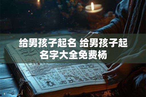 给男孩子起名 给男孩子起名字大全免费杨