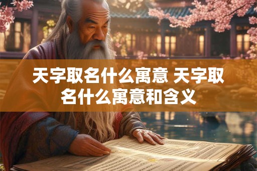天字取名什么寓意 天字取名什么寓意和含义