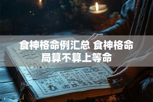 食神格命例汇总 食神格命局算不算上等命