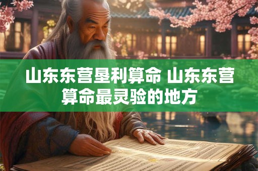 山东东营垦利算命 山东东营算命最灵验的地方