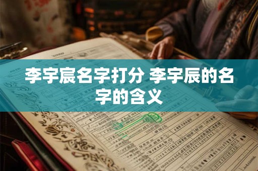 李宇宸名字打分 李宇辰的名字的含义