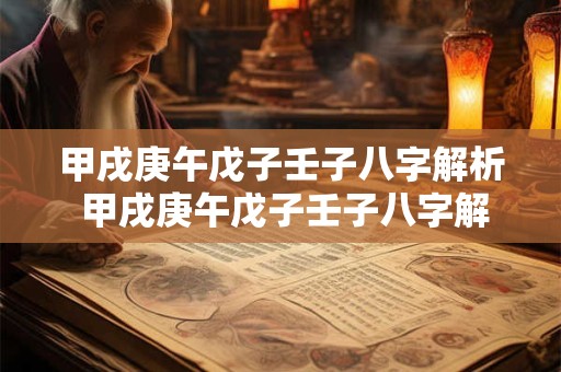 甲戌庚午戊子壬子八字解析 甲戌庚午戊子壬子八字解析大全