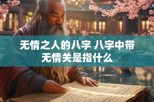 无情之人的八字 八字中带无情关是指什么